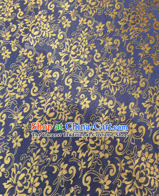 Asian Chinese Traditional Pattern Design Royalblue Gambiered Guangdong Gauze Fabric Silk Material