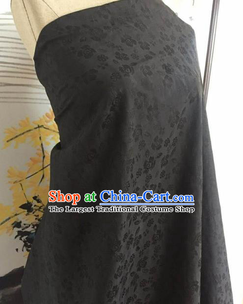 Asian Chinese Traditional Cherry Blossom Pattern Design Black Gambiered Guangdong Gauze Fabric Silk Material