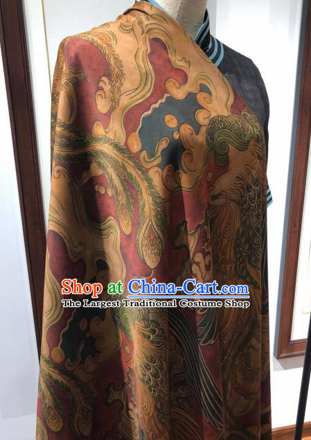 Asian Chinese Traditional Phoenix Pattern Design Purplish Red Gambiered Guangdong Gauze Fabric Silk Material