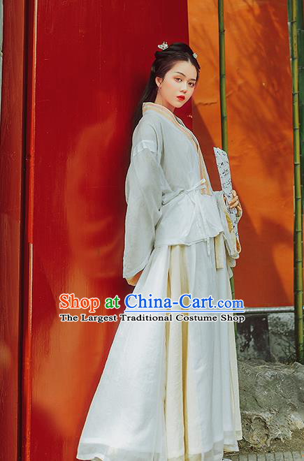 Chinese Ancient Swordswoman Hanfu Dress Traditional Jin Dynasty Female Civilian Costumes for Women