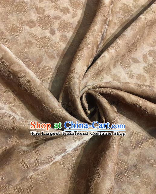 Asian Chinese Traditional Roses Pattern Design Khaki Gambiered Guangdong Gauze Fabric Silk Material