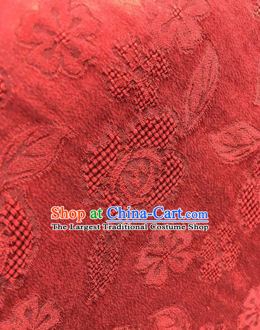 Asian Chinese Traditional Roses Pattern Design Red Gambiered Guangdong Gauze Fabric Silk Material