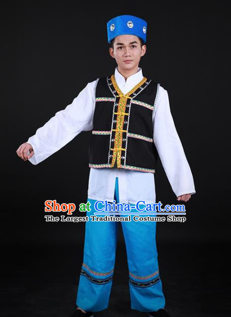 Chinese Traditional Bonan Nationality Festival Outfits Ethnic Minority Folk Dance Stage Show Costume for Men