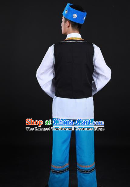Chinese Traditional Bonan Nationality Festival Outfits Ethnic Minority Folk Dance Stage Show Costume for Men