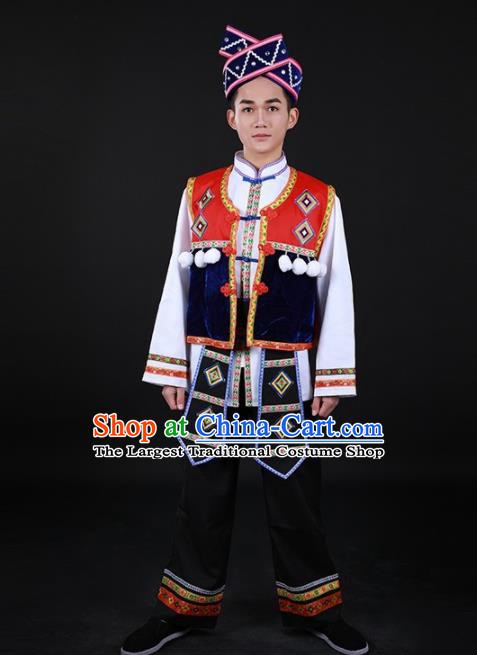 Chinese Traditional Tujia Nationality Festival Outfits Ethnic Minority Folk Dance Stage Show Costume for Men