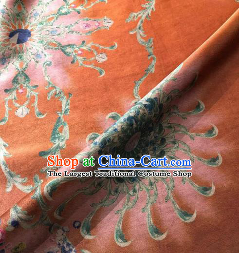 Asian Chinese Traditional Pattern Design Orange Gambiered Guangdong Gauze Fabric Silk Material