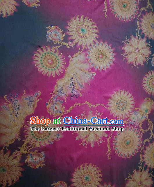 Asian Chinese Traditional Wheels Pattern Design Purple Gambiered Guangdong Gauze Fabric Silk Material
