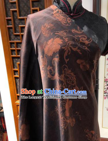 Asian Chinese Traditional Pattern Design Deep Grey Gambiered Guangdong Gauze Fabric Silk Material
