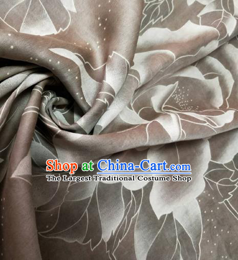 Asian Chinese Traditional Peony Pattern Design Light Brown Gambiered Guangdong Gauze Fabric Silk Material