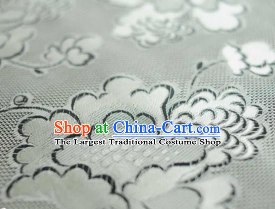 Asian Chinese Traditional Begonia Pattern Design Grey Gambiered Guangdong Gauze Fabric Silk Material