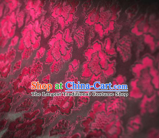 Asian Chinese Traditional Wine Red Roses Pattern Design Gambiered Guangdong Gauze Fabric Silk Material