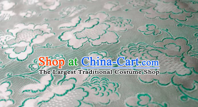 Asian Chinese Traditional Green Roses Pattern Design Gambiered Guangdong Gauze Fabric Silk Material