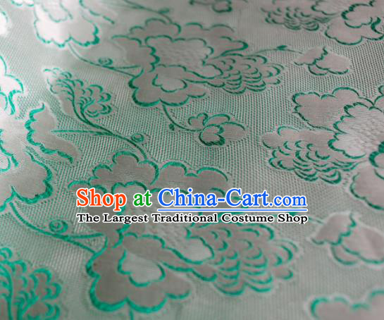 Asian Chinese Traditional Green Roses Pattern Design Gambiered Guangdong Gauze Fabric Silk Material