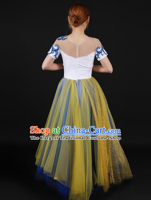 Chinese Spring Festival Gala Modern Dance Blue Dress Traditional Chorus Stage Show Costume for Women