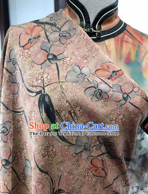 Asian Chinese Traditional Flowers Pattern Design Pink Gambiered Guangdong Gauze Fabric Silk Material