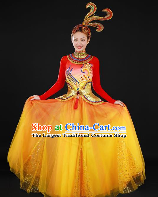 Chinese Spring Festival Gala Classical Dance Veil Dress Traditional Chorus Costume for Women