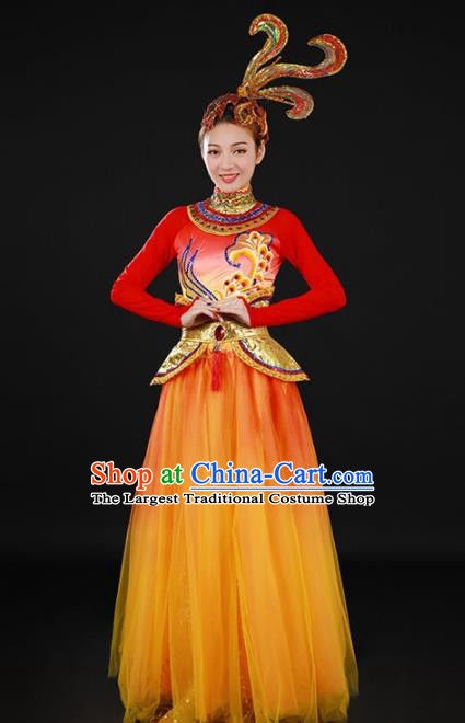 Chinese Spring Festival Gala Classical Dance Veil Dress Traditional Chorus Costume for Women