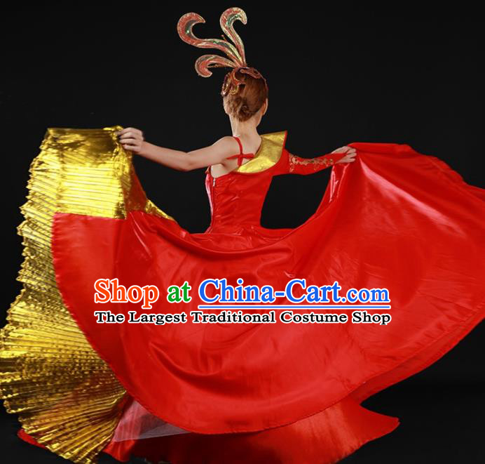 Chinese Spring Festival Gala Classical Dance Red Dress Traditional Chorus Peony Dance Costume for Women