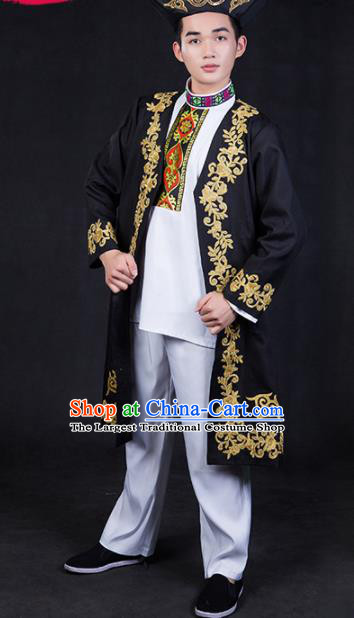 Chinese Traditional Khalkhas Nationality Festival Compere Outfits Ethnic Minority Folk Dance Stage Show Costume for Men