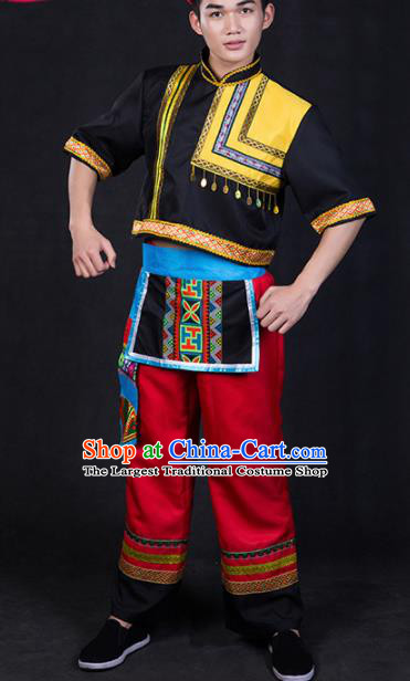 Chinese Traditional Yao Nationality Festival Compere Outfits Ethnic Minority Folk Dance Stage Show Costume for Men