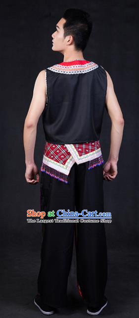 Chinese Traditional Moinba Nationality Festival Compere Outfits Ethnic Minority Folk Dance Stage Show Costume for Men