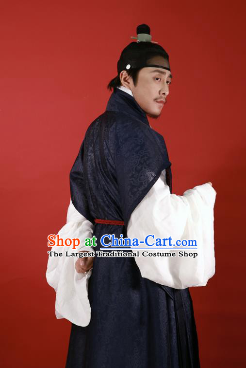 Traditional Chinese Ming Dynasty Officer Hanfu Clothing Ancient Taoist Priest Costumes for Men