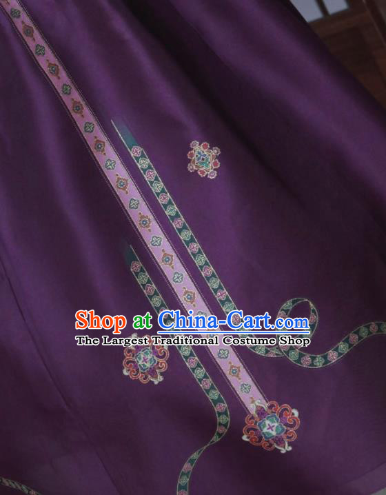 Korean Traditional Garment Hanbok Pink Blouse and Purple Dress Outfits Asian Korea Fashion Costume for Women