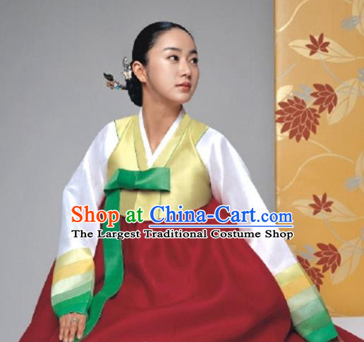 Korean Traditional Bride Mother Hanbok Garment Yellow Satin Blouse and Purplish Red Dress Asian Korea Fashion Costume for Women