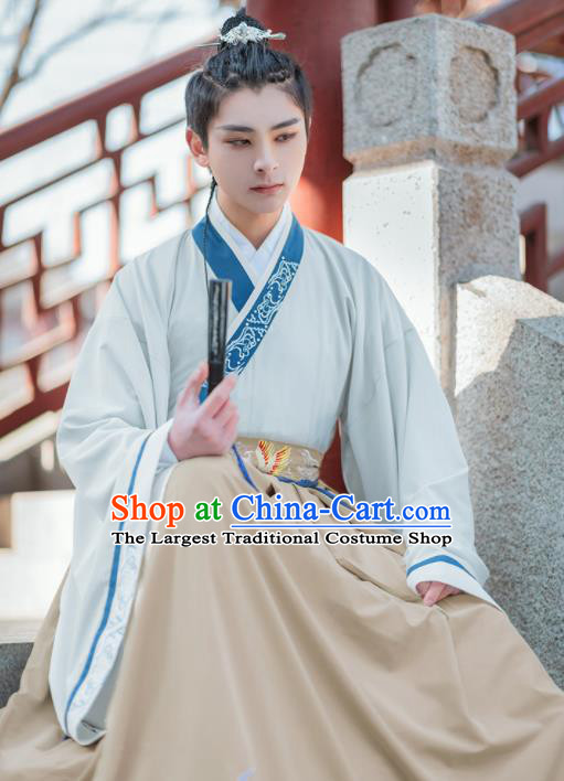 Chinese Traditional Jin Dynasty Scholar Hanfu Clothing Ancient Swordsman Costumes for Men