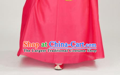 Korean Traditional Bride Mother Hanbok Purple Satin Blouse and Pink Dress Garment Asian Korea Fashion Costume for Women
