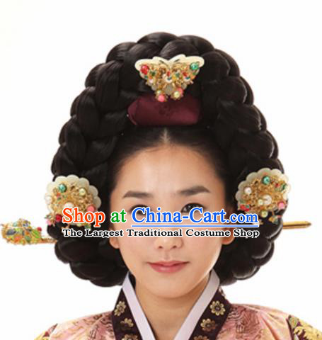 Korean Traditional Wedding Bride Jade Butterfly Hairpins Asian Korea Hanbok Hair Accessories for Women