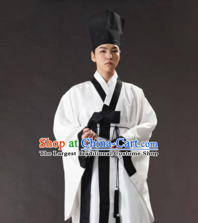 Korean Traditional Ancient Scholar White Robe and Pants Hanbok Asian Korea Bridegroom Fashion Costume for Men