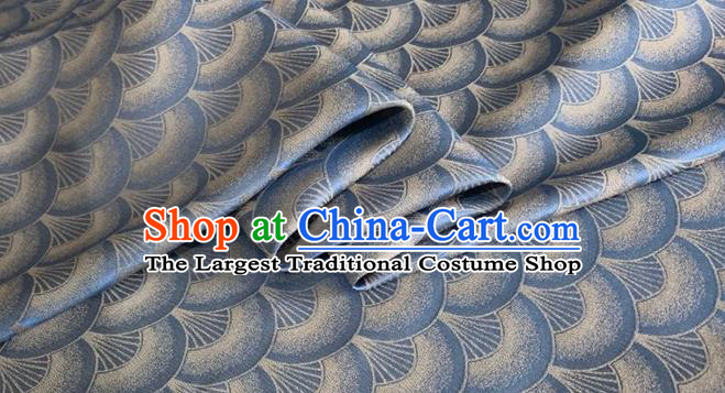 Asian Chinese Classical Scale Pattern Design Blue Brocade Jacquard Fabric Traditional Cheongsam Silk Material