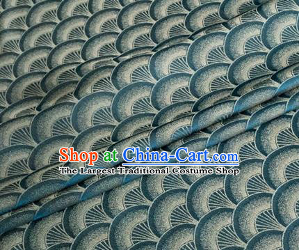Asian Chinese Classical Scale Pattern Design Peacock Green Brocade Jacquard Fabric Traditional Cheongsam Silk Material