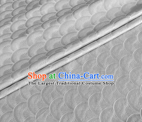 Asian Chinese Classical Scale Pattern Design Grey Brocade Jacquard Fabric Traditional Cheongsam Silk Material