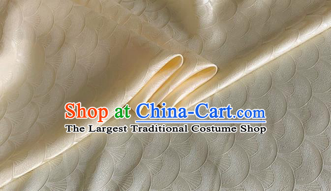 Asian Chinese Classical Scale Pattern Design Beige Brocade Jacquard Fabric Traditional Cheongsam Silk Material