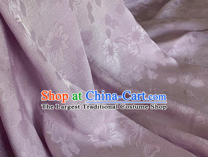 Asian Chinese Classical Flowers Pattern Design Lilac Brocade Jacquard Fabric Traditional Cheongsam Silk Material
