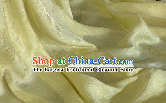 Asian Chinese Classical Flowers Pattern Design Yellow Brocade Jacquard Fabric Traditional Cheongsam Silk Material