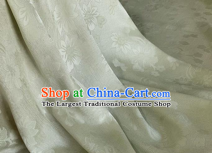 Asian Chinese Classical Flowers Pattern Design Light Green Brocade Jacquard Fabric Traditional Cheongsam Silk Material