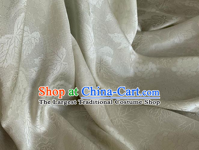 Asian Chinese Classical Maple Leaf Grape Pattern Design Light Green Brocade Jacquard Fabric Traditional Cheongsam Silk Material