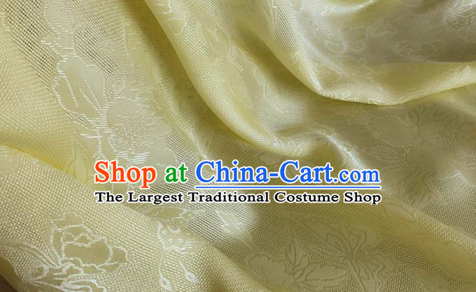 Asian Chinese Classical Peony Butterfly Pattern Design Yellow Brocade Jacquard Fabric Traditional Cheongsam Silk Material