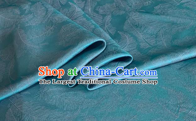 Asian Chinese Classical Feather Pattern Design Blue Brocade Jacquard Fabric Traditional Cheongsam Silk Material