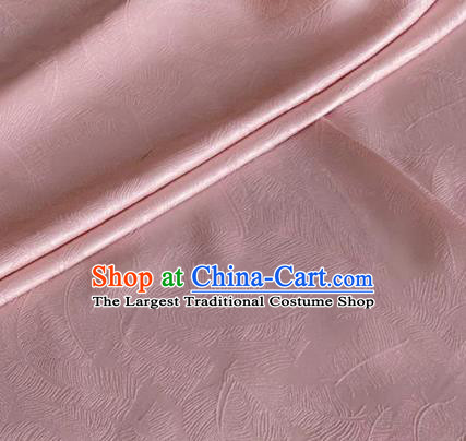 Asian Chinese Classical Feather Pattern Design Pink Brocade Jacquard Fabric Traditional Cheongsam Silk Material