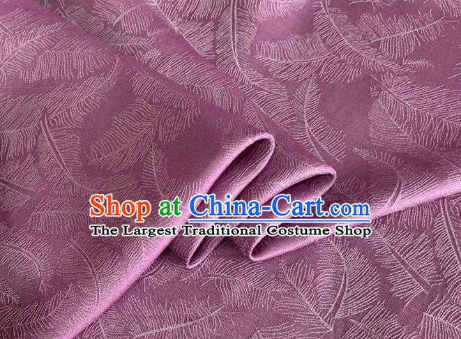 Asian Chinese Classical Feather Pattern Design Purple Brocade Jacquard Fabric Traditional Cheongsam Silk Material