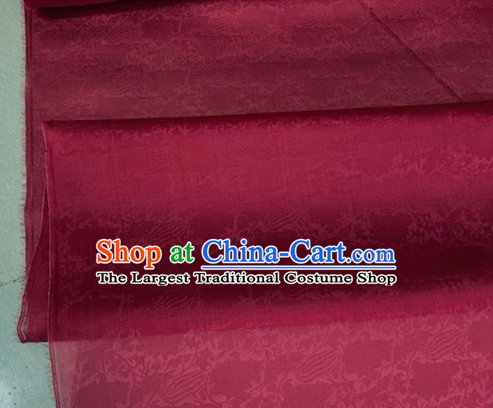Asian Chinese Classical Phoenix Peony Pattern Design Wine Red Organza Jacquard Fabric Traditional Cheongsam Silk Material