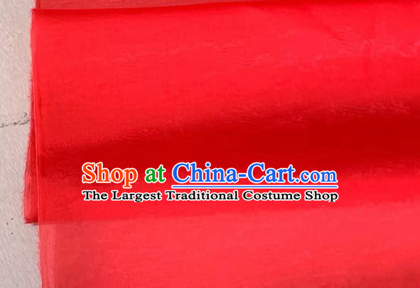 Asian Chinese Classical Phoenix Peony Pattern Design Red Organza Jacquard Fabric Traditional Cheongsam Silk Material