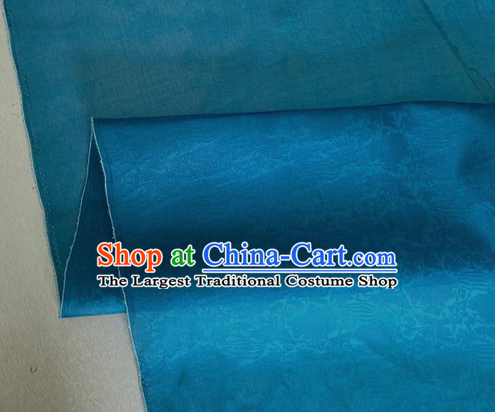Asian Chinese Classical Phoenix Peony Pattern Design Peacock Blue Organza Jacquard Fabric Traditional Cheongsam Silk Material
