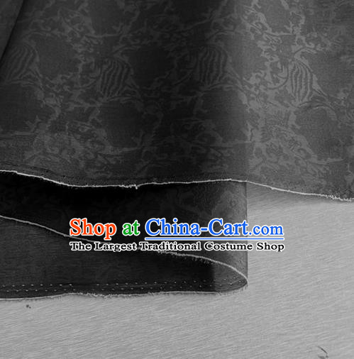 Asian Chinese Classical Phoenix Peony Pattern Design Black Organza Jacquard Fabric Traditional Cheongsam Silk Material