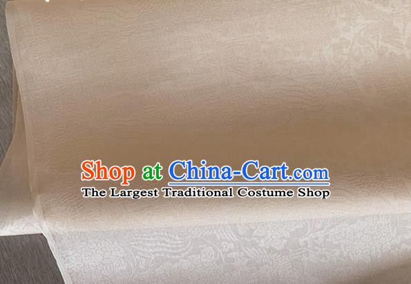 Asian Chinese Classical Phoenix Peony Pattern Design Champagne Organza Jacquard Fabric Traditional Cheongsam Silk Material