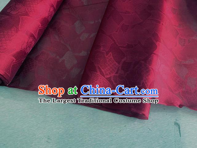 Asian Chinese Classical Pattern Design Wine Red Organza Jacquard Fabric Traditional Cheongsam Silk Material